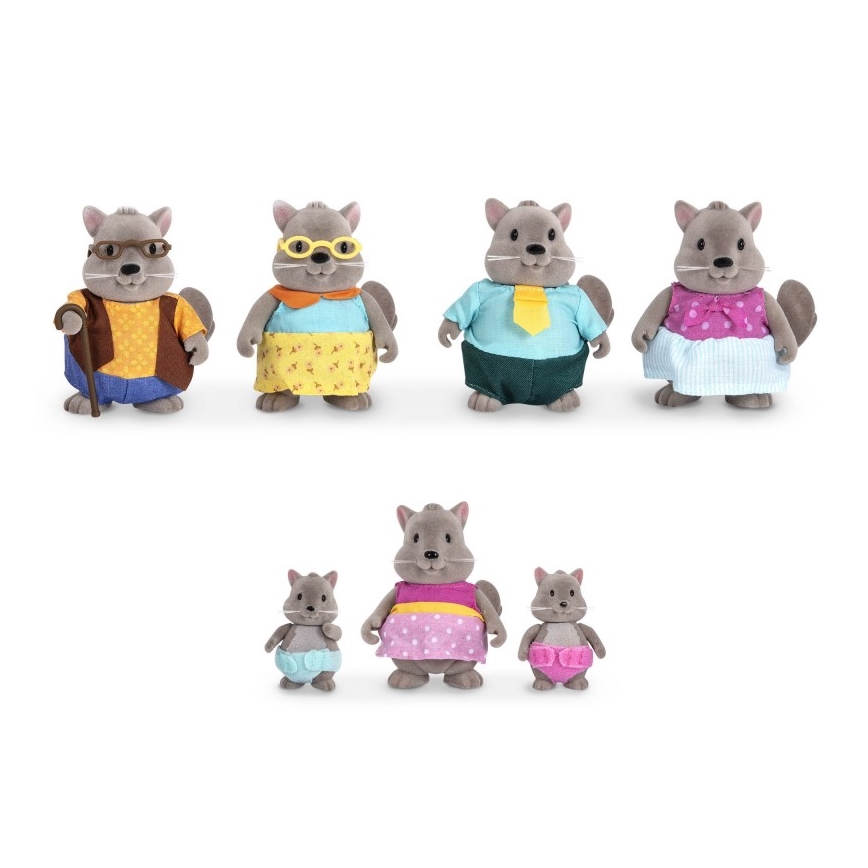 Li'l Woodzeez - Set de juguetes BUSTLEBERRY familia ardilla