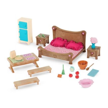 Li'l Woodzeez - Set de juguetes de muebles para dormitorio y comedor