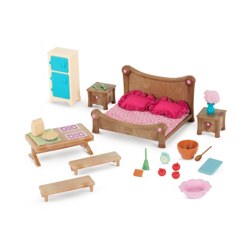 Li'l Woodzeez - Set de juguetes de muebles para dormitorio y comedor