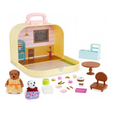 Li'l Woodzeez - Set de tienda de pasteles en una vitrina