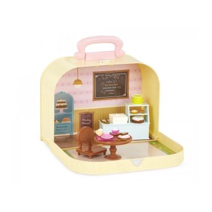 Li'l Woodzeez - Set de tienda de pasteles en una vitrina