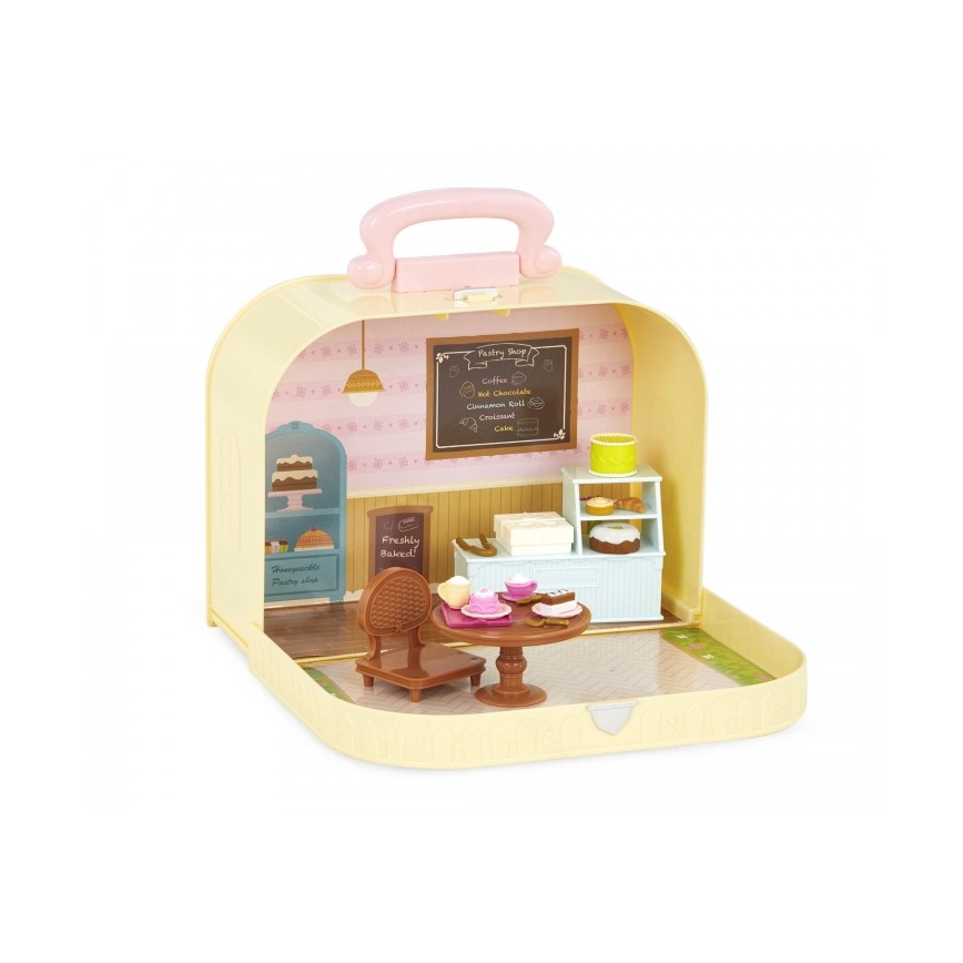 Li'l Woodzeez - Set de tienda de pasteles en una vitrina