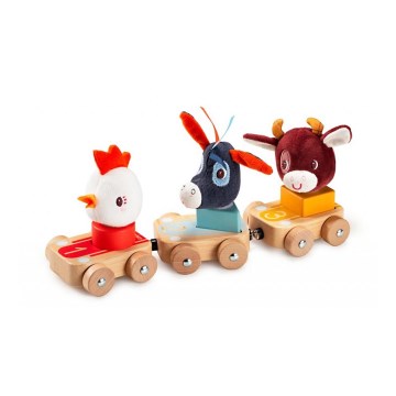 Lilliputiens - Coches de madera con animales Granja