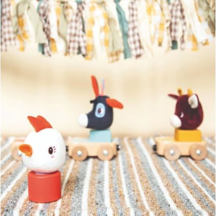 Lilliputiens - Coches de madera con animales Granja