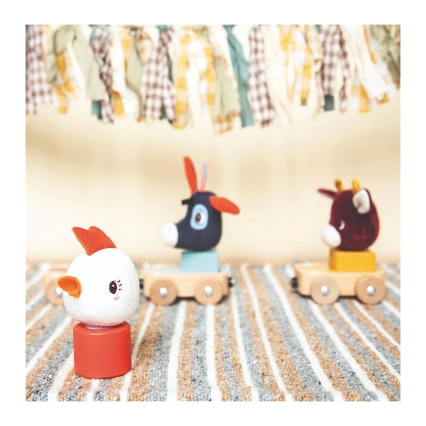Lilliputiens - Coches de madera con animales Granja