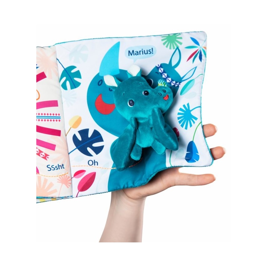 Lilliputiens - Libro del bebé textil rinoceronte Marius