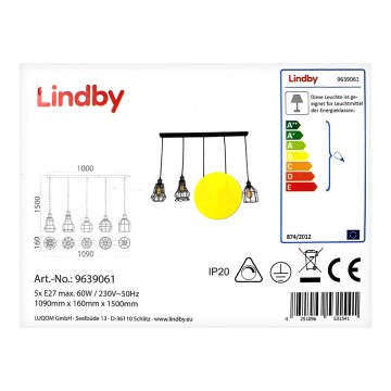 Lindby - Lámpara colgante ALBERTA 5xE27/60W/230V