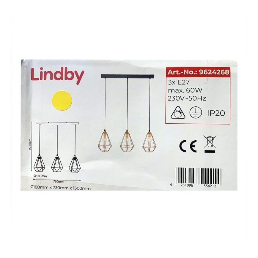 Lindby - Lámpara colgante ELDA 3xE27/60W/230V