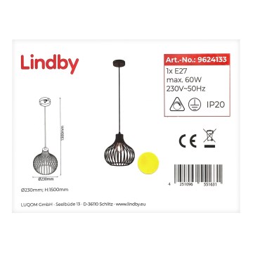 Lindby - Lámpara colgante FRANCES 1xE27/60W/230V