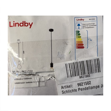Lindby - Lámpara colgante regulable JAKE 1xE27/60W/230V