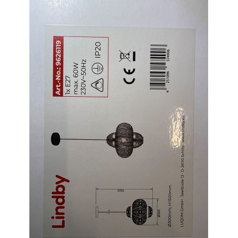 Lindby - Lámpara de araña con cable DARLIA 1xE27/60W/230V