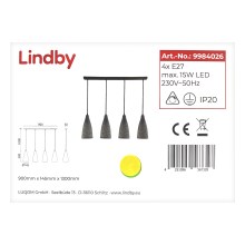 Lindby - Lámpara de araña con cable SANNE 4xE27/15W/230V