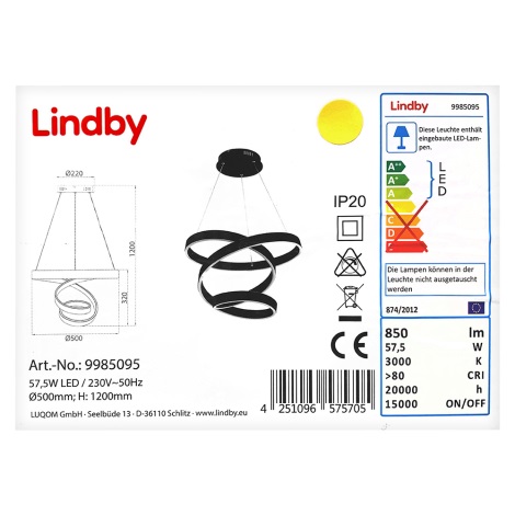 Lindby - Lámpara de araña LED con cable OLADA LED/57,5W/230V