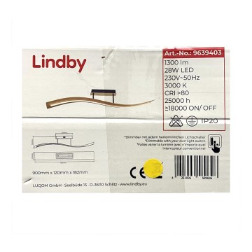 Lindby - Lámpara de techo LED regulable LARISA LED/28W/230V