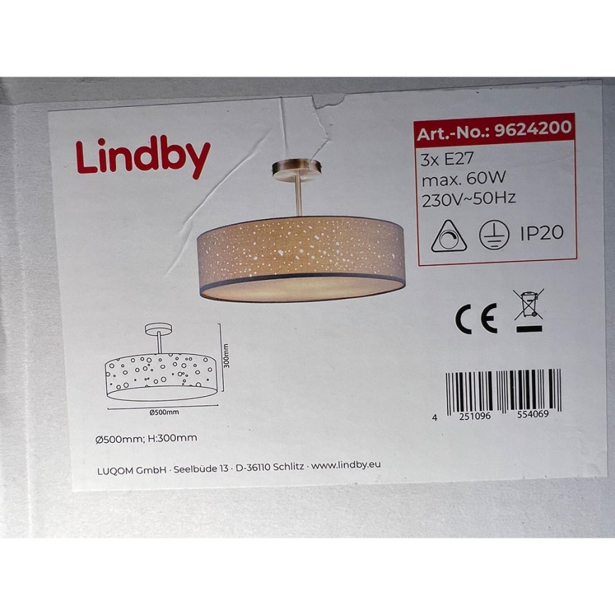 Lindby - Lámpara de techo UMMA 3xE27/60W/230V
