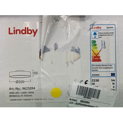 Lindby - Plafón LED SAIRA LED/30W/230V