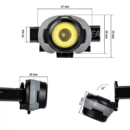 Linterna frontal LED 2xLED/3xAAA IP44 170 lm