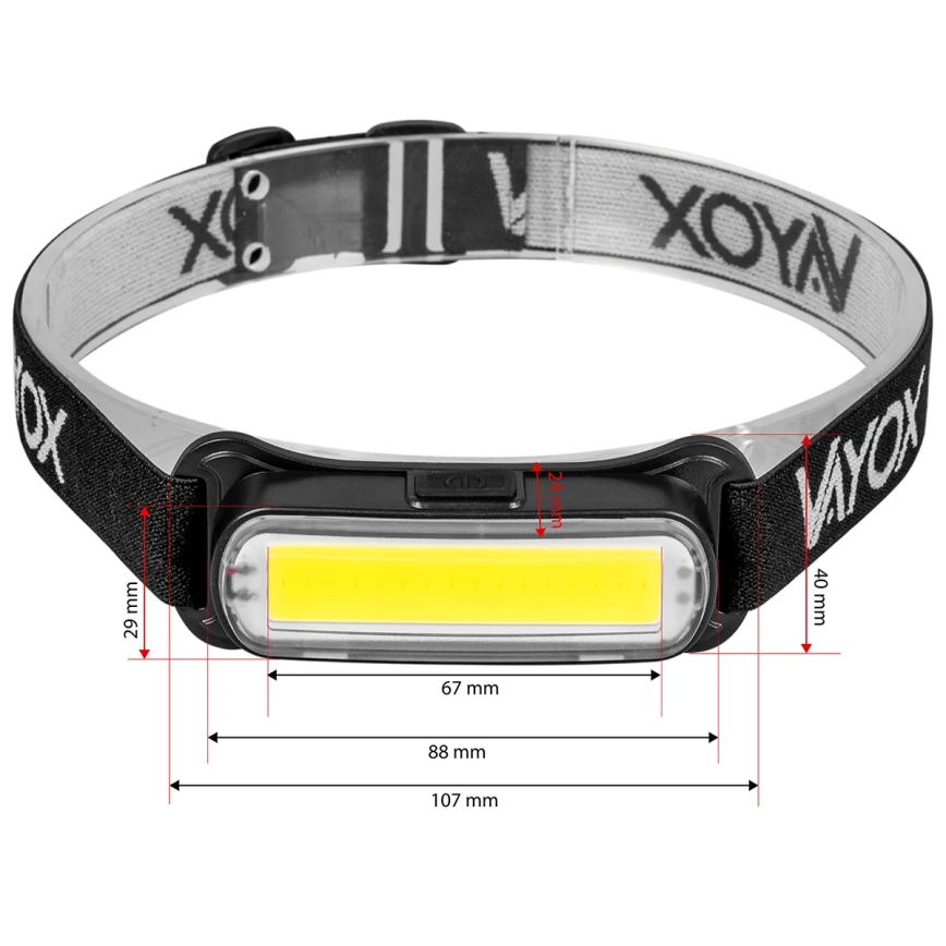 Linterna frontal LED recargable regulable LED/5V IPX4 300 brillante 1200 mAh