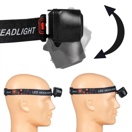 Linterna frontal LED recargable y regulable 2xLED/5V IP44 210 brillante 2000 mAh