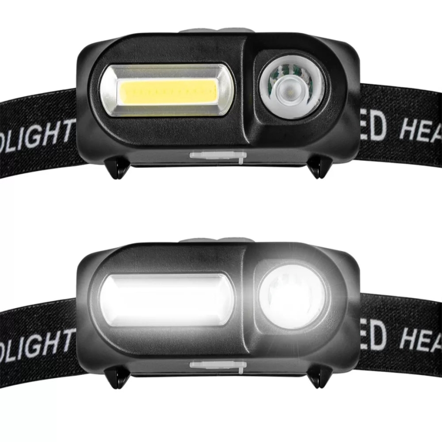 Linterna frontal LED recargable y regulable 2xLED/5V IP44 210 brillante 2000 mAh