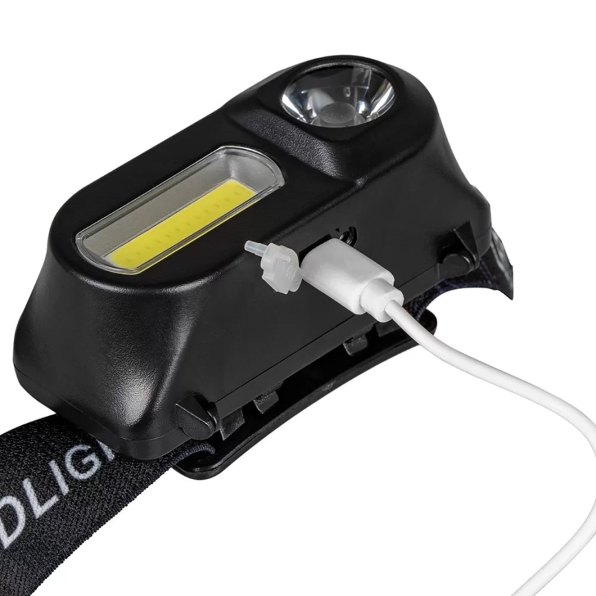 Linterna frontal LED recargable y regulable 2xLED/5V IP44 210 brillante 2000 mAh