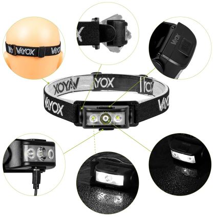 Linterna frontal LED recargable y regulable 3xLED/5V IPX4 100 brillante 1200 mAh