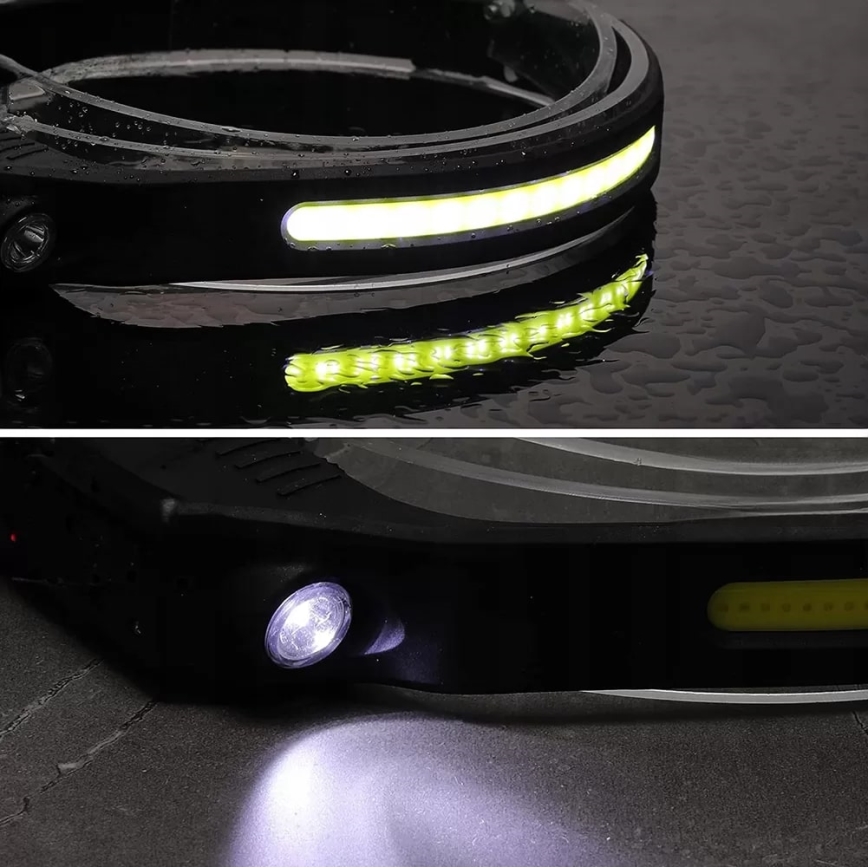 Linterna frontal LED recargable y regulable con sensor 2xLED/5V IP44 350 brillante 1200 mAh