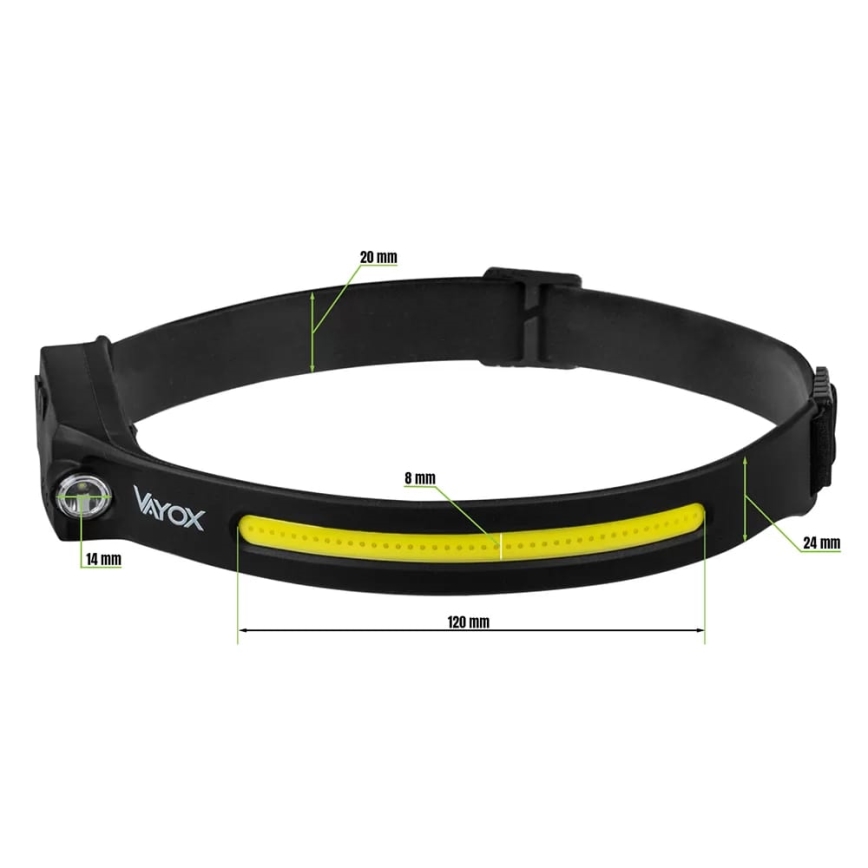 Linterna frontal LED recargable y regulable con sensor 2xLED/5V IP44 350 brillante 1200 mAh