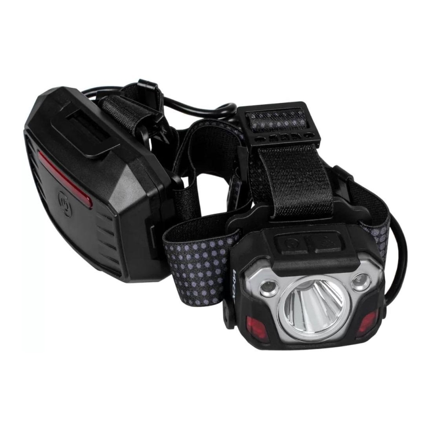 Linterna frontal LED recargable y regulable con sensor con función power bank y luz roja LED/10W/5V IP44 1200 brillante 4000 mAh