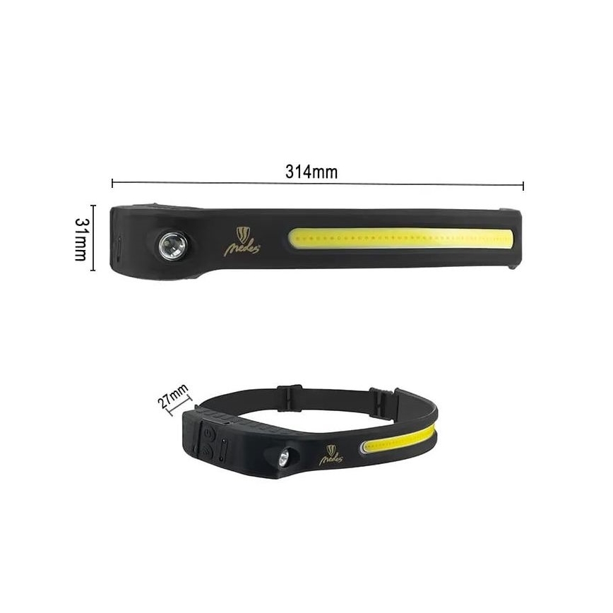 Linterna frontal LED recargable y regulable con sensor LED/8W/5V IP44 570 lm 2000 mAh