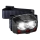 Linterna frontal LED recargable y regulable con sensor y luz roja 2xLED/5W/5V/3xAAA IP65 500 brillante 1200 mAh