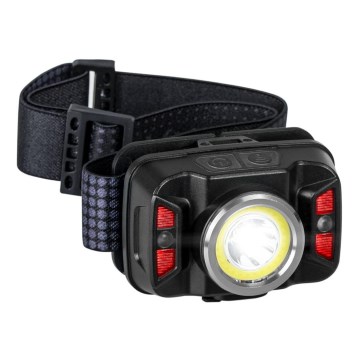 Linterna frontal LED recargable y regulable con sensor y luz roja LED/15W/5V IP66 430 brillante 1800 mAh