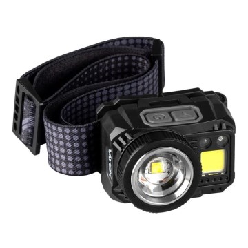Linterna frontal LED recargable y regulable con sensor y luz roja LED/6W/5V/3xAAA IP44 500 brillante 1200 mAh