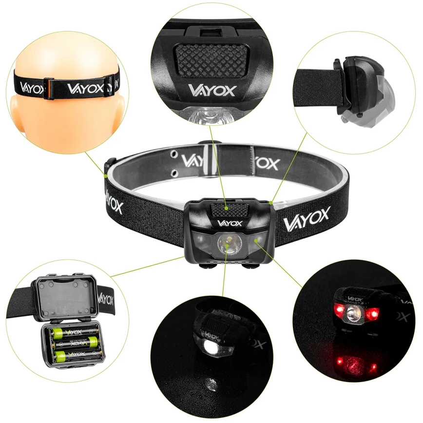Linterna frontal LED regulable 3xLED/3xAAA IPX4 100 brillante