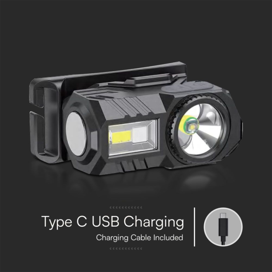 Linterna frontal LED RGBW recargable y regulable USB LED/3W/5V IP43 190 brillante 24 h 750 mAh