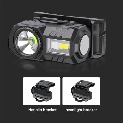 Linterna frontal LED RGBW recargable y regulable USB LED/3W/5V IP43 190 brillante 24 h 750 mAh