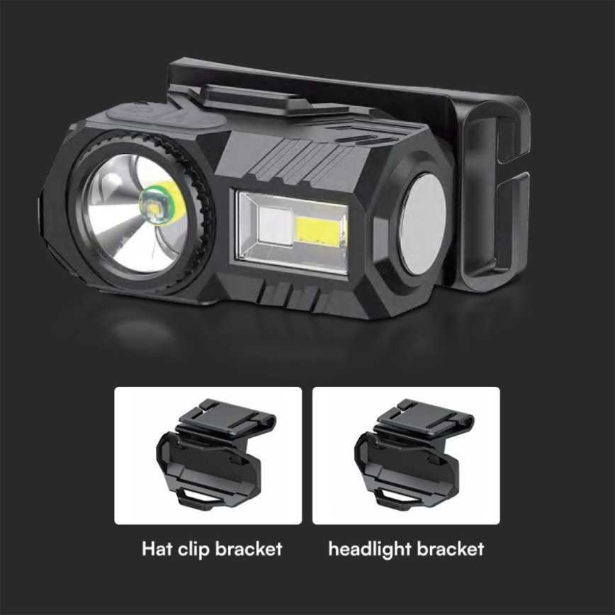 Linterna frontal LED RGBW recargable y regulable USB LED/3W/5V IP43 190 brillante 24 h 750 mAh