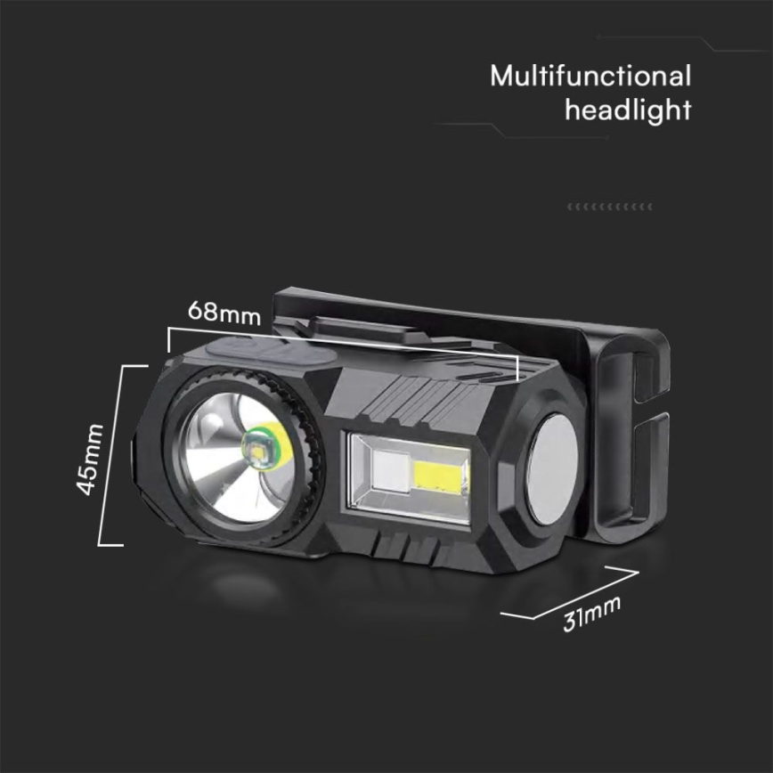 Linterna frontal LED RGBW recargable y regulable USB LED/3W/5V IP43 190 brillante 24 h 750 mAh