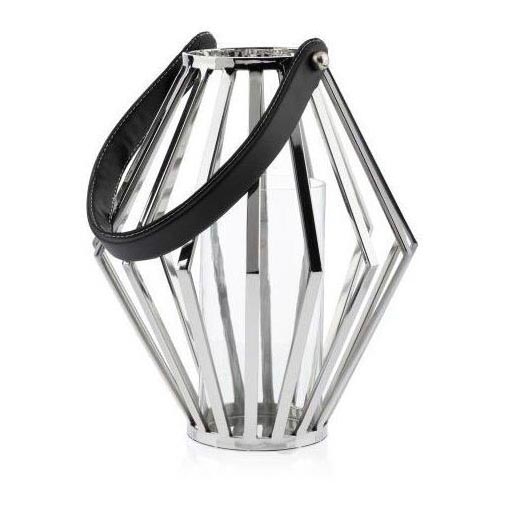 Linterna GEOM 31 cm cromo brillante/negro