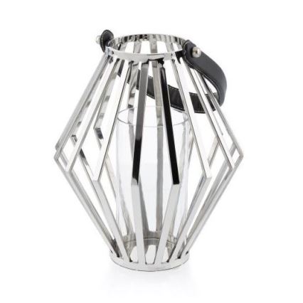 Linterna GEOM 31 cm cromo brillante/negro