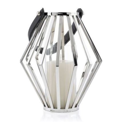 Linterna GEOM 31 cm cromo brillante/negro