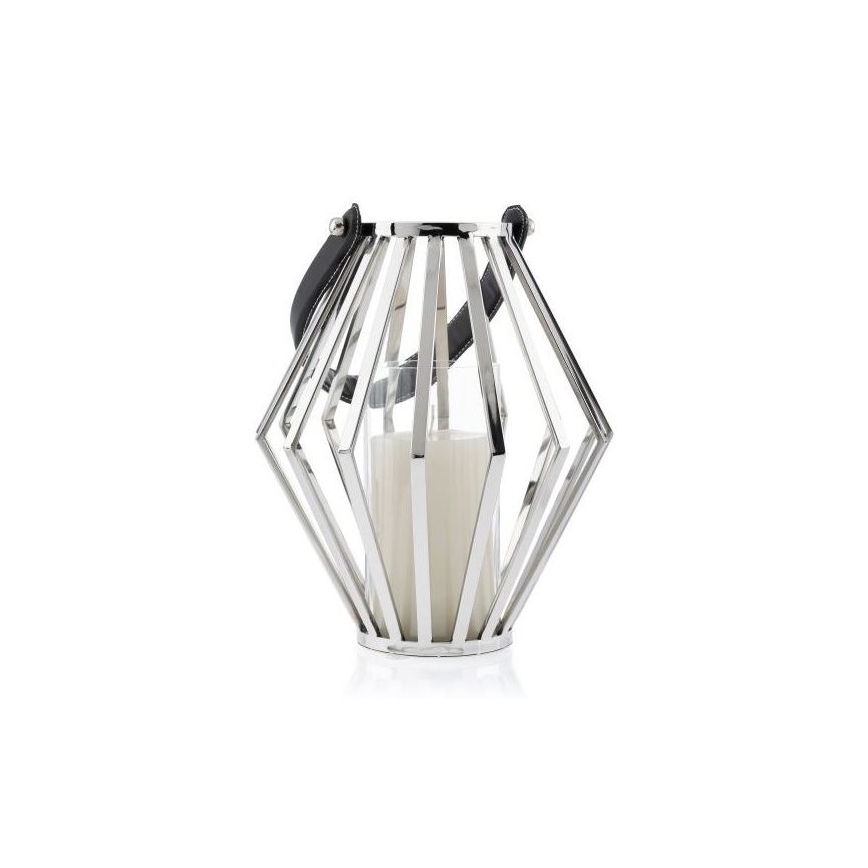 Linterna GEOM 31 cm cromo brillante/negro