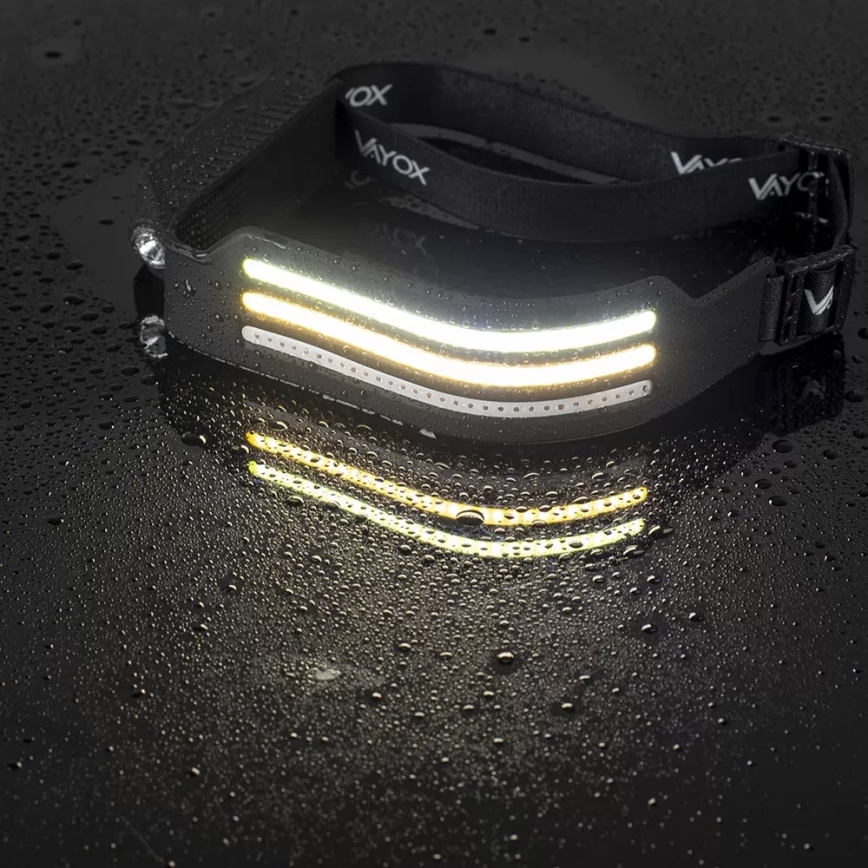 Linterna frontal LED recargable y regulable con sensor y luz roja 4xLED/5V IP44 300 brillante 1200 mAh