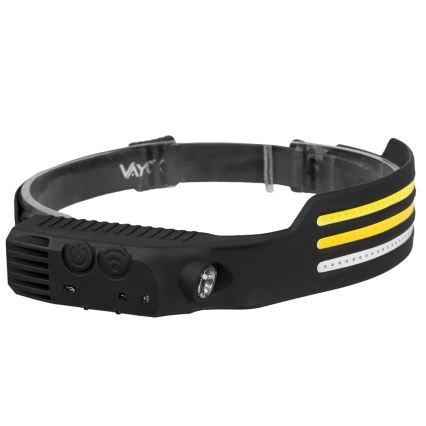 Linterna frontal LED recargable y regulable con sensor y luz roja 4xLED/5V IP44 300 brillante 1200 mAh