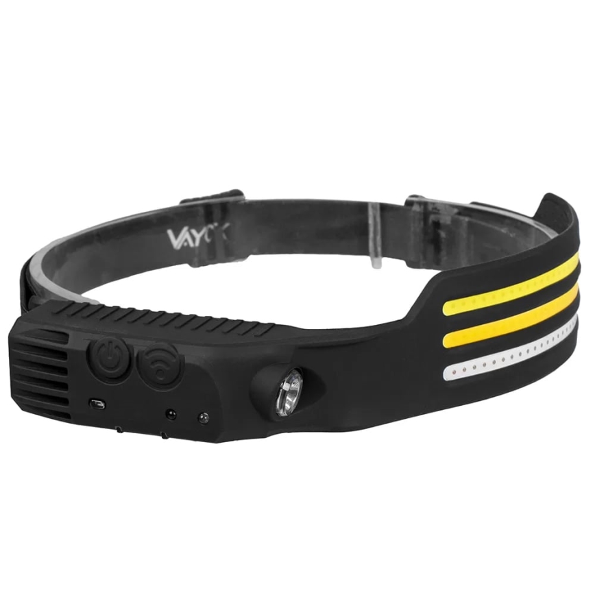 Linterna frontal LED recargable y regulable con sensor y luz roja 4xLED/5V IP44 300 brillante 1200 mAh