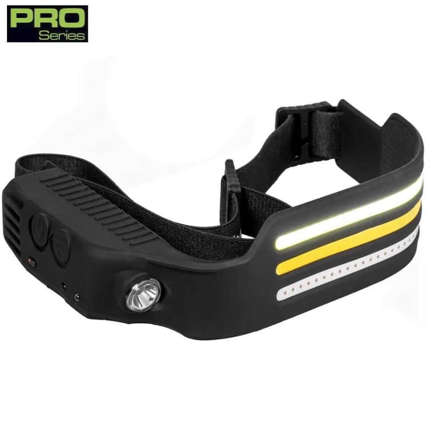 Linterna frontal LED recargable y regulable con sensor y luz roja 4xLED/5V IP44 300 brillante 1200 mAh