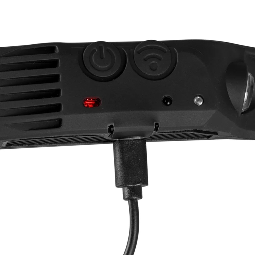 Linterna frontal LED recargable y regulable con sensor y luz roja 4xLED/5V IP44 300 brillante 1200 mAh