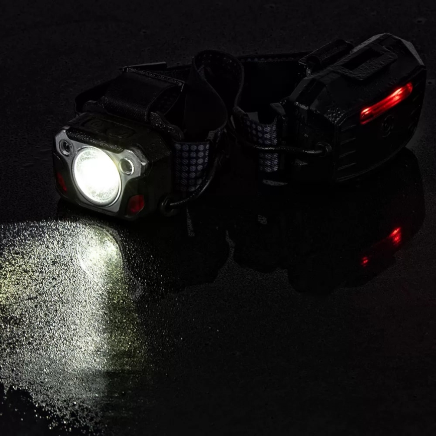 Linterna frontal LED recargable y regulable con sensor con función power bank y luz roja LED/10W/5V IP44 1200 brillante 4000 mAh