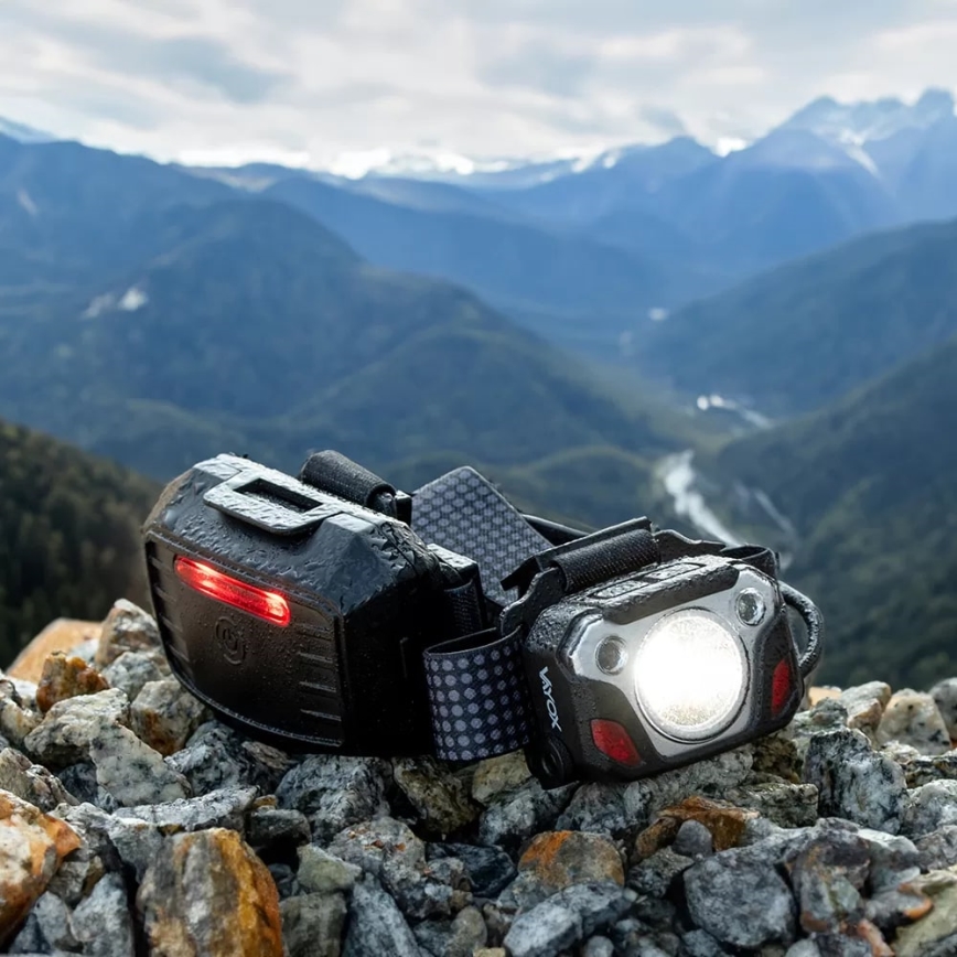 Linterna frontal LED recargable y regulable con sensor con función power bank y luz roja LED/10W/5V IP44 1200 brillante 4000 mAh