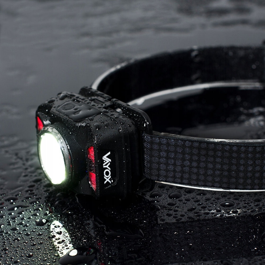 Linterna frontal LED recargable y regulable con sensor y luz roja LED/15W/5V IP66 430 brillante 1800 mAh